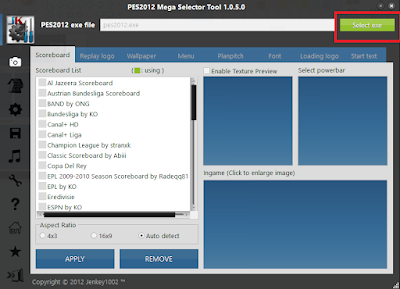 PES 2012 Mega Selector Tool version 1.05 by Jenkey1002